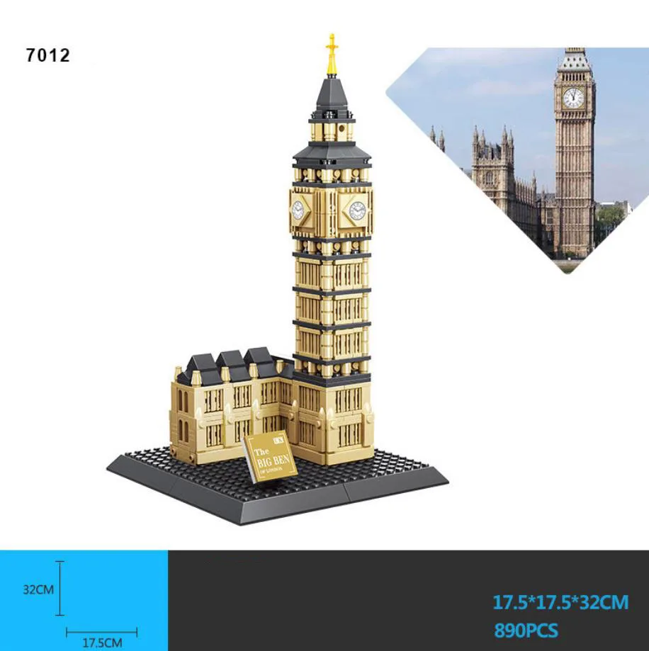 

World Famous Historical Architecture United Kingdom London Elizabeth Tower Building Block BIG BEN Model Bricks Toys Collection