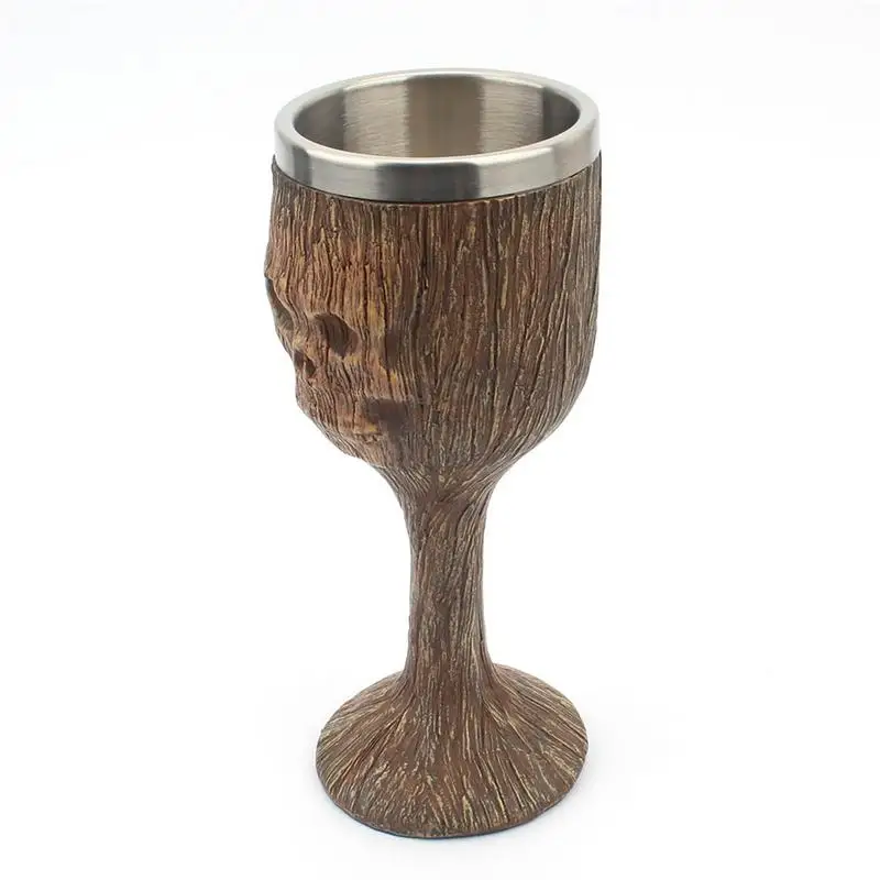 

Skeleton Wine Glass Stainless Steel Chalice Goblet Resin Skull Cups 200ml Retro Medieval Goblet For Household Decoration
