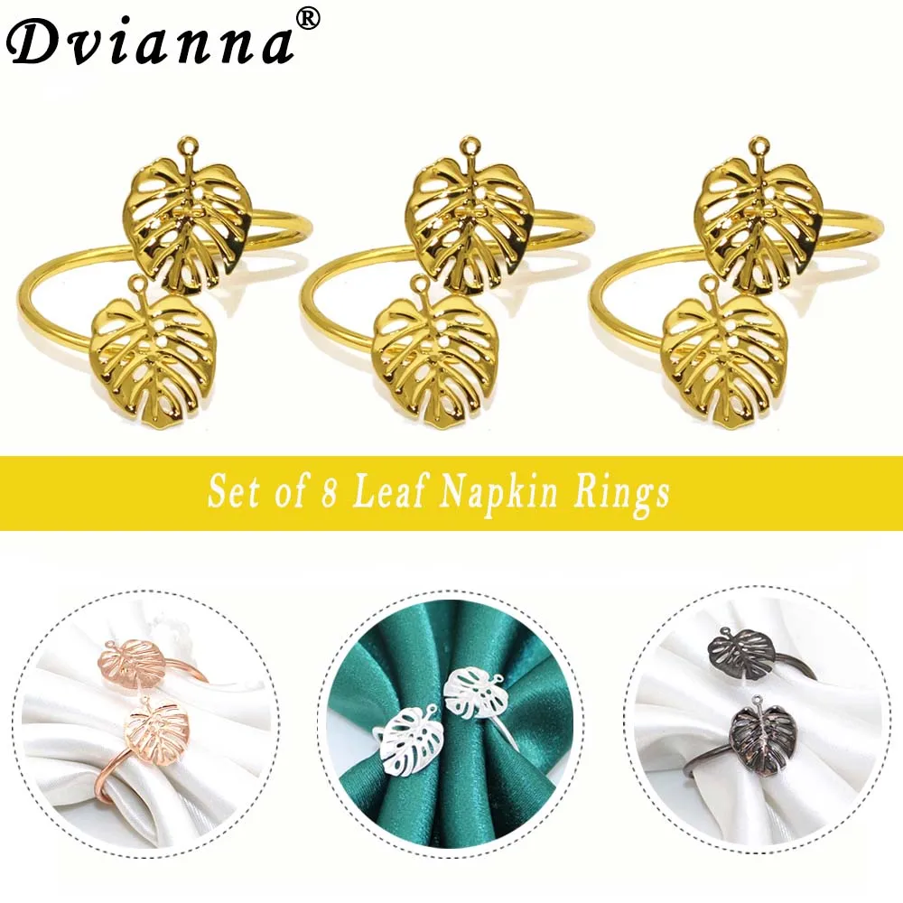 8Pcs Adjustable Napkin Rings Rose Gold Silver Color Leaf Napkin Holder Wedding Christmas Birthday Party Dinner Table Decor HWL51
8Pcs Adjustable Napkin Rings Rose Gold Silver Color Leaf Napkin Holder Wedding Christmas Birthday Party Dinner Table Decor HWL51