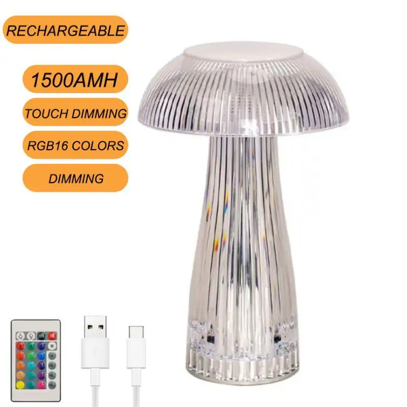 New Designed Desk Lamp Mushroom Crystal Light Touch Jellyfish Table Lamps Bedside Colorful Decor Atmosphere Night Lights Outdoor
New Designed Desk Lamp Mushroom Crystal Light Touch Jellyfish Table Lamps Bedside Colorful Decor Atmosphere Night Lights Outdoor