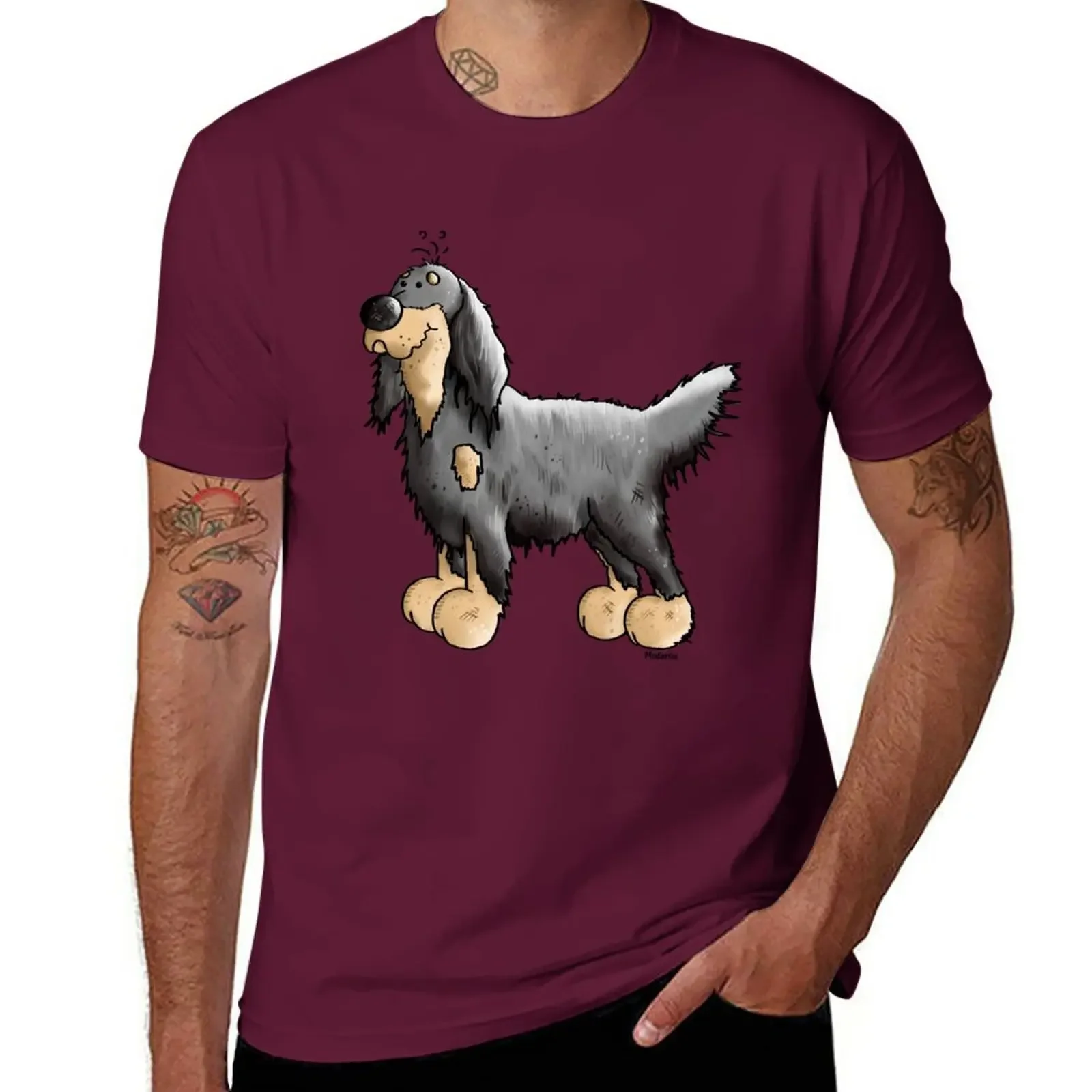 

Happy Gordon Setter - Dog - Dogs - Comic Gift T-Shirt heavyweights cute clothes plus size tops mens cotton t shirts