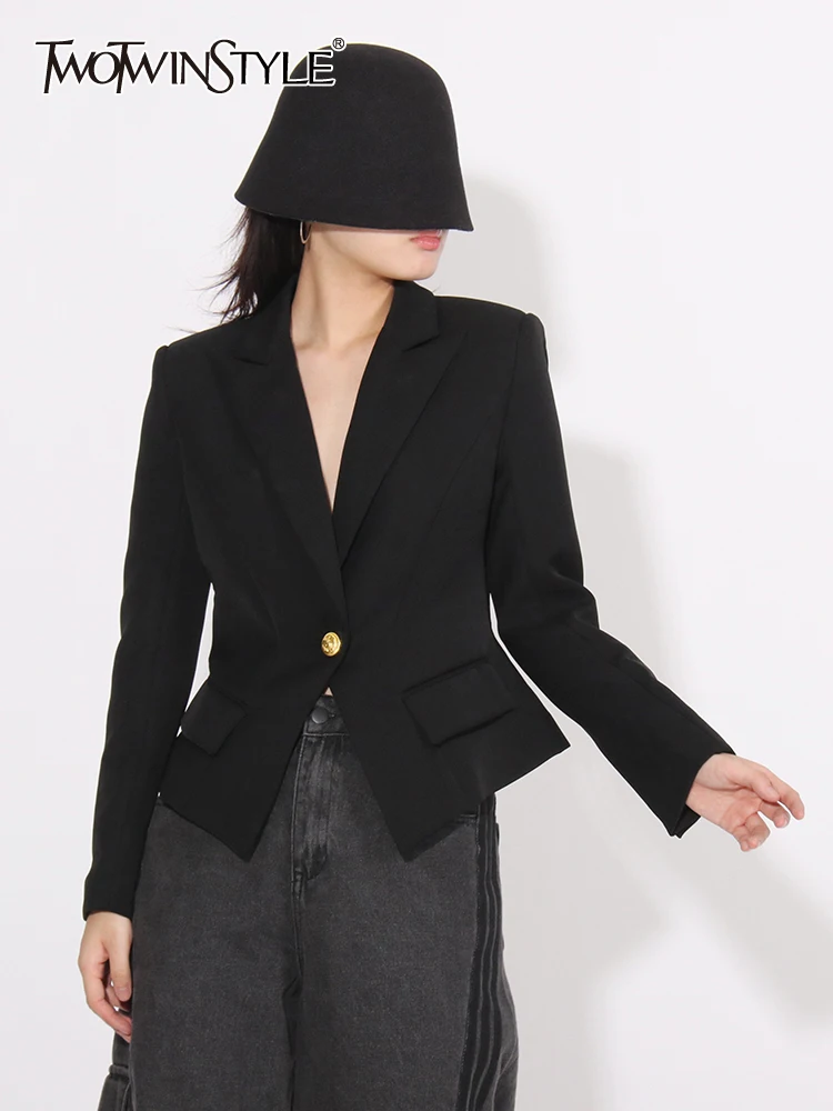TWOTWINSTYLE Solid Slimming Patchwork Pockets Casual Blazers For Women Notched Collar Long Sleeve Spliced Button Blazer Female
TWOTWINSTYLE Solid Slimming Patchwork Pockets Casual Blazers For Women Notched Collar Long Sleeve Spliced Button Blazer Female