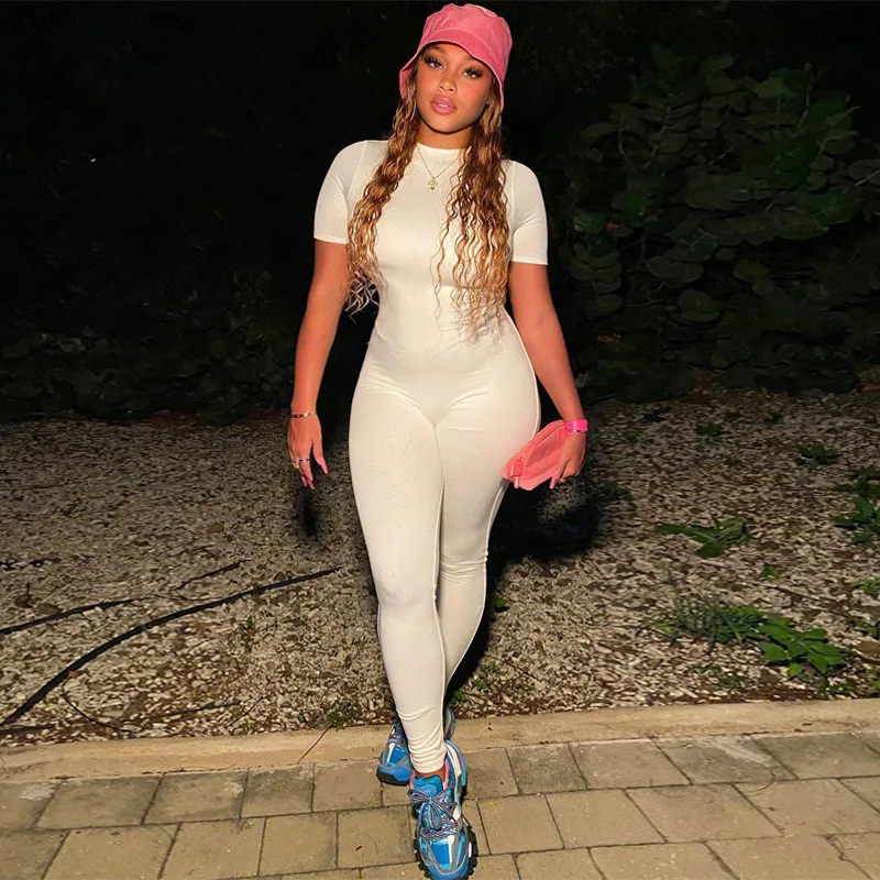 Solid Black/White Bodycon Jumpsuit Women Sporty Rompers Summer Fitness Short Sleeve Zipper Elastic One Piece
Solid Black/White Bodycon Jumpsuit Women Sporty Rompers Summer Fitness Short Sleeve Zipper Elastic One Piece