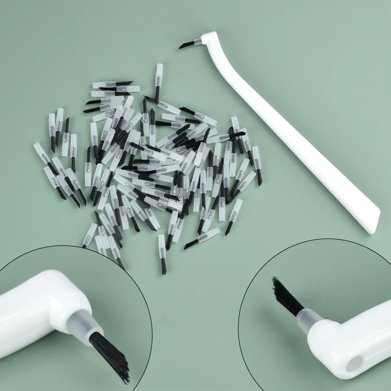 

100Pcs Dental Replaceable Applicator Tips with 1 Applicator Brush Handles for Etchants Adhesives Sealants Disposable Tip