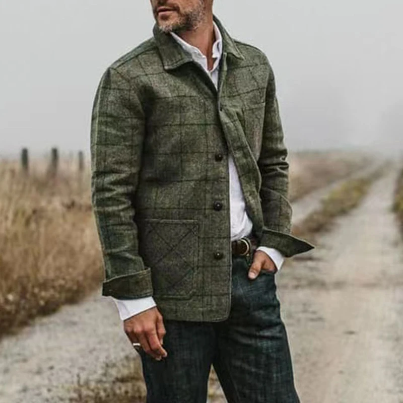 Vintage Jackets Men Autumn Winter Coats Fashion Plaid Print Long Sleeve Turn-down Collar Button Outerwear Mens Casual Cardigans
Vintage Jackets Men Autumn Winter Coats Fashion Plaid Print Long Sleeve Turn-down Collar Button Outerwear Mens Casual Cardigans