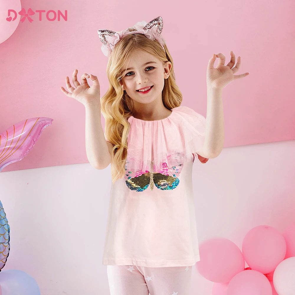 DXTON Girls Fashion Cute Short Sleeve Summer T Shirts Children Butterfly Sequins Appliqued Cotton Tops Tees Children Clothing
DXTON Girls Fashion Cute Short Sleeve Summer T Shirts Children Butterfly Sequins Appliqued Cotton Tops Tees Children Clothing