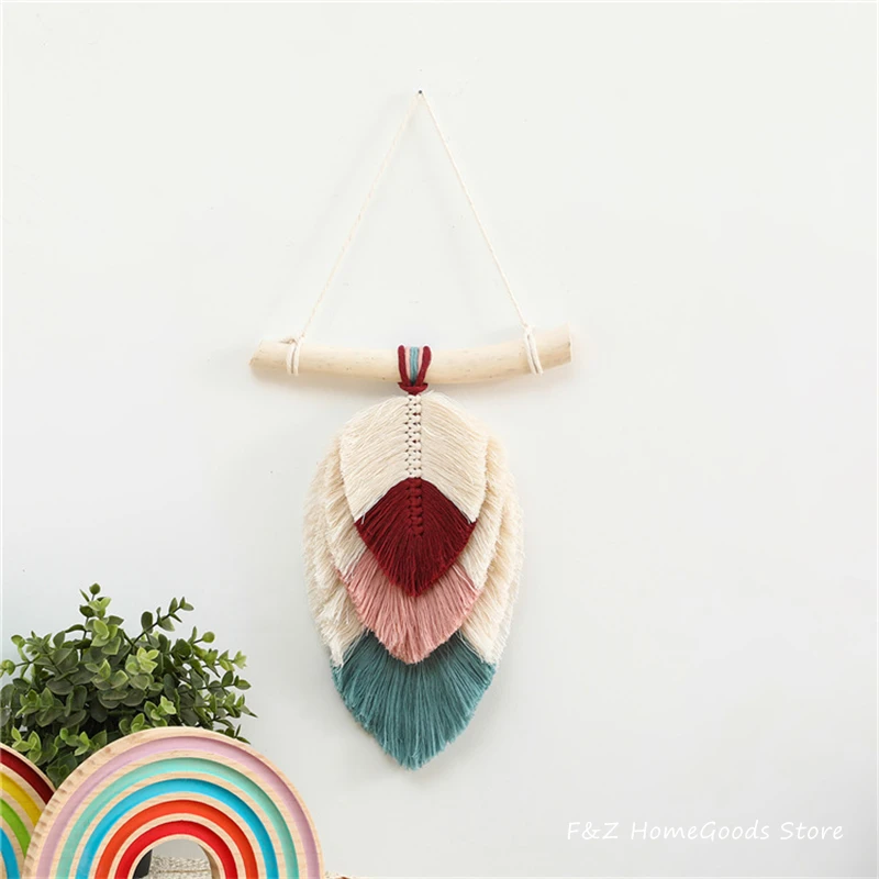 Colorful Leaf Macrame - Chic Handwoven Nature-Inspired Wall Art for Kids & Home Decor 1 S2d2f42de470e42f08a3a25fb7baf3e5aw