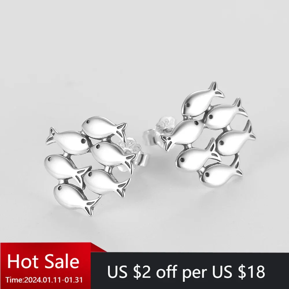 925 Sterling Silver Fashion Ins Cute Fish Shoal Stud Earrings for Women Girls Fine Spring Jewelry Gift
925 Sterling Silver Fashion Ins Cute Fish Shoal Stud Earrings for Women Girls Fine Spring Jewelry Gift