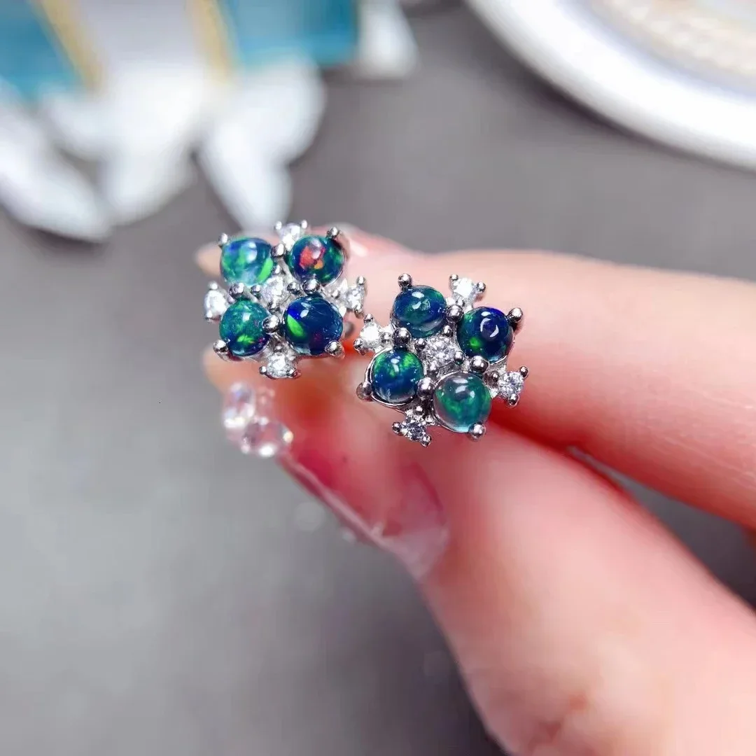 Natural Black Opal Gemstone Flower Stud Earrings for Women Real 925 Sterling Silver Charm Fine Wedding Jewelry
Natural Black Opal Gemstone Flower Stud Earrings for Women Real 925 Sterling Silver Charm Fine Wedding Jewelry