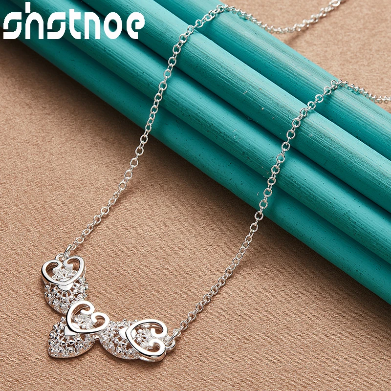 SHSTONE 925 Sterling Silver Three Heart Pendant Necklace For Women Chain Engagement Wedding Birthday Fashion Charm Jewelry Gifts
SHSTONE 925 Sterling Silver Three Heart Pendant Necklace For Women Chain Engagement Wedding Birthday Fashion Charm Jewelry Gifts