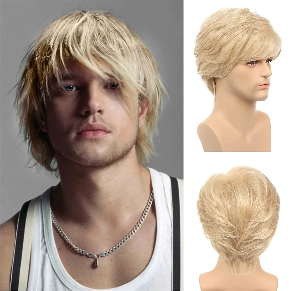 Short Men Blonde Wigs Layered Fluffy Natural Curly Men Wig Synthetic Heat Resistant Cosplay Wig
Short Men Blonde Wigs Layered Fluffy Natural Curly Men Wig Synthetic Heat Resistant Cosplay Wig