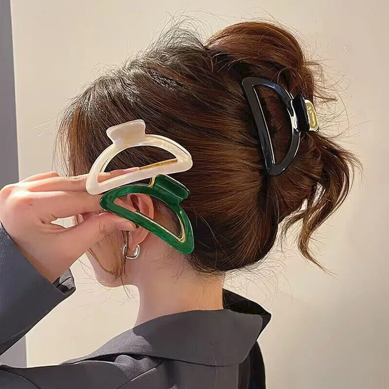 New Geometric Acetate Metal Hair Clip Fashion Solid Colour Ponytail Hair Claw Hairpins Women Girls Heawear Hair Accessories Gift
New Geometric Acetate Metal Hair Clip Fashion Solid Colour Ponytail Hair Claw Hairpins Women Girls Heawear Hair Accessories Gift