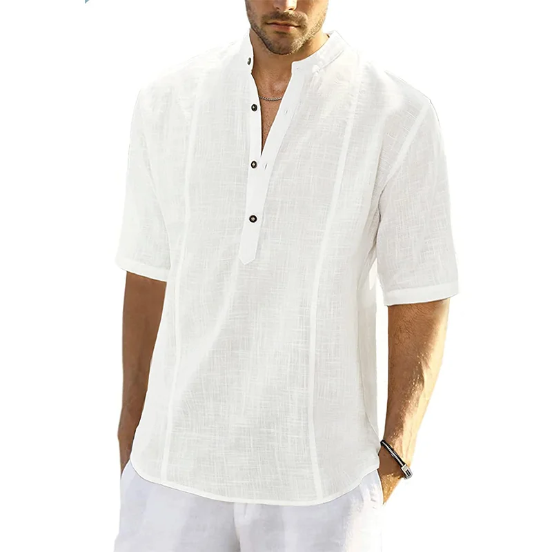 2023 New Men's Shirts Comfortable Casual Fashion Linen Shirts Men Solid Medium Sleeve T-shirt Summer Clothes for Men 
2023 New Men's Shirts Comfortable Casual Fashion Linen Shirts Men Solid Medium Sleeve T-shirt Summer Clothes for Men