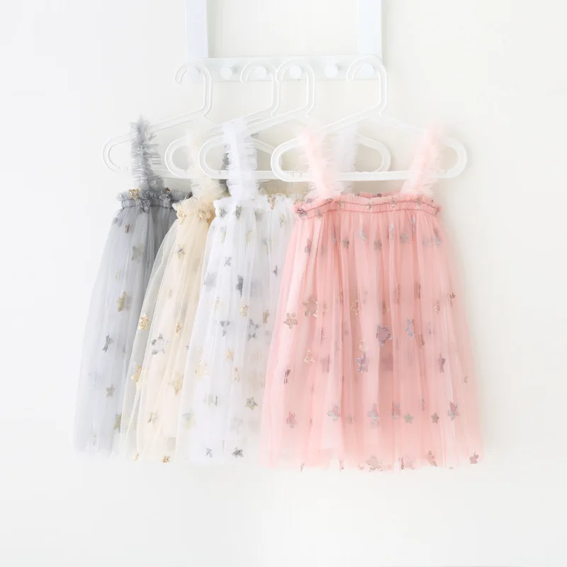 

Flower Embroidery Girls Dress Summer Baby Sling Tulle Pettskirt Sweet Lace Kid Princess Dresses Party Vestidos Para Clothes 1-6T