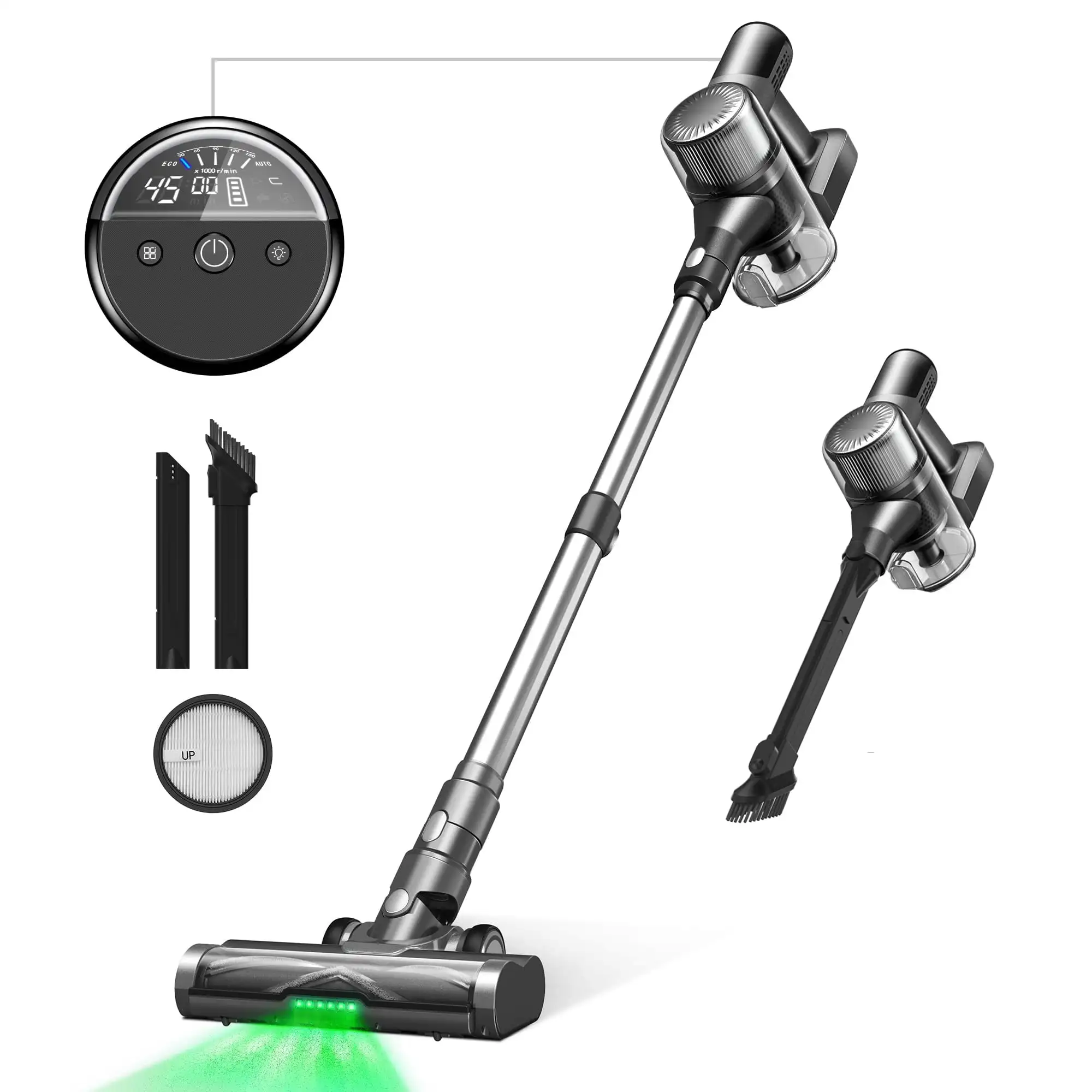 MOOSOO TD1 Stick Vacuum Cleaner with LED Display, Motorized Brush for Home Pet Hair Hard Floor Carpet 
MOOSOO TD1 Stick Vacuum Cleaner with LED Display, Motorized Brush for Home Pet Hair Hard Floor Carpet