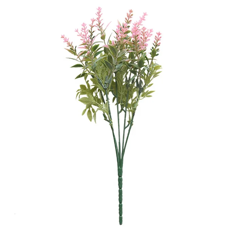 

wholesale plastic artificial lavender flowers bouquet for home wedding decoration