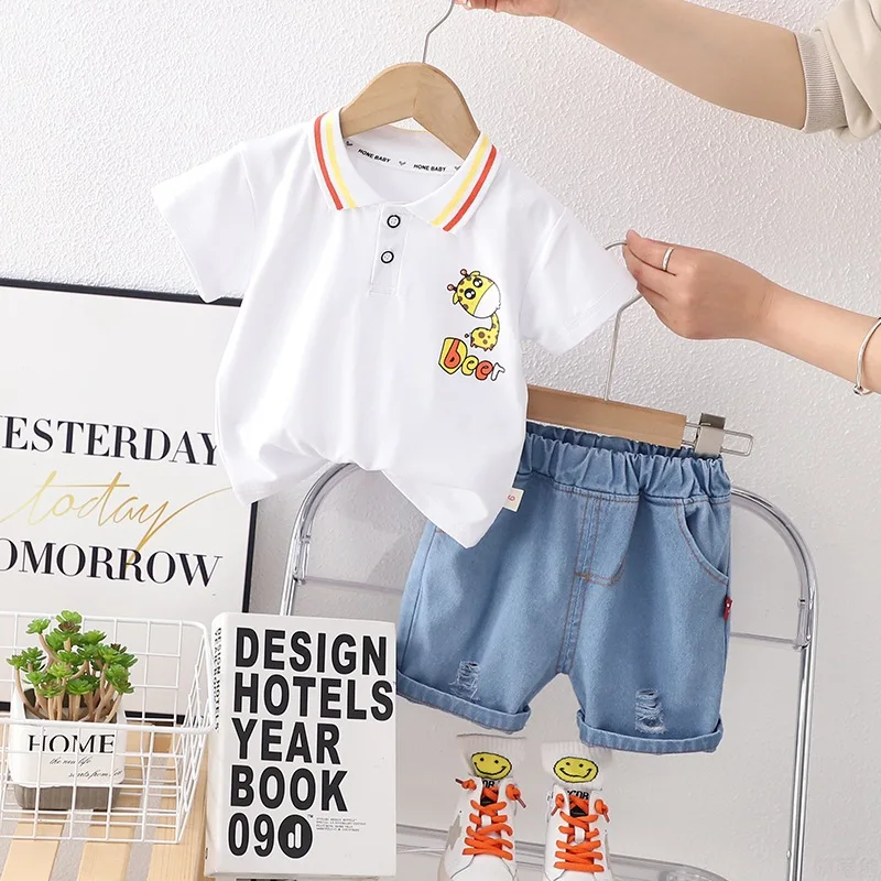 Baby Summer Clothes 2023 Children's Suit for Boy Cartoon Turn-down Collar Pullover Short Sleeve T-shirts Tops and Denim Short
Baby Summer Clothes 2023 Children's Suit for Boy Cartoon Turn-down Collar Pullover Short Sleeve T-shirts Tops and Denim Short