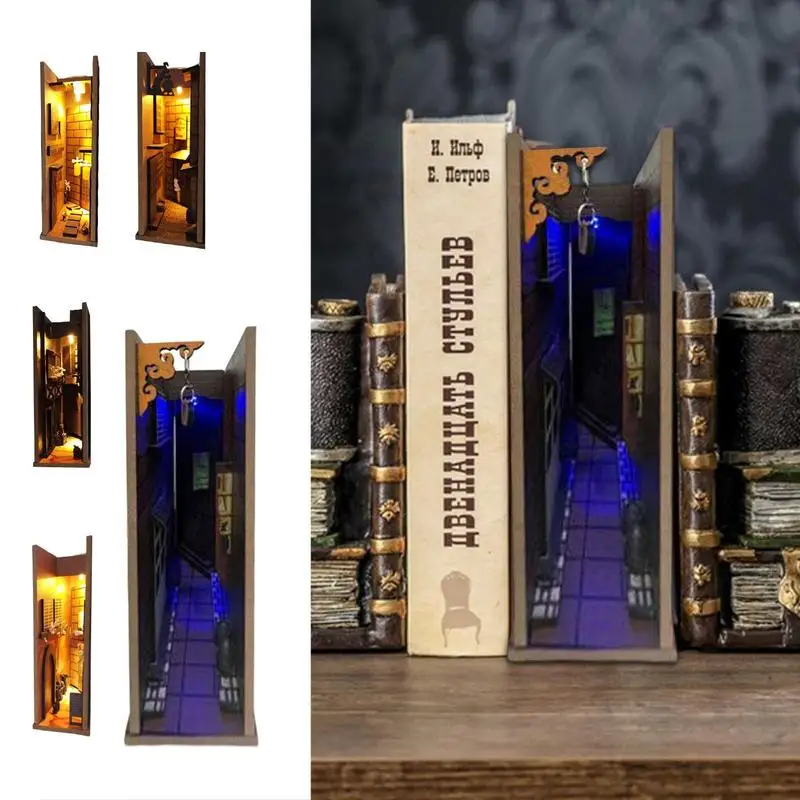 3D Wooden Booknook Shelf Insert Warm lighting effect DIY Book Nook Kit Bookstore Bookend Decorative Ornament Gift for Home Decor
3D Wooden Booknook Shelf Insert Warm lighting effect DIY Book Nook Kit Bookstore Bookend Decorative Ornament Gift for Home Decor