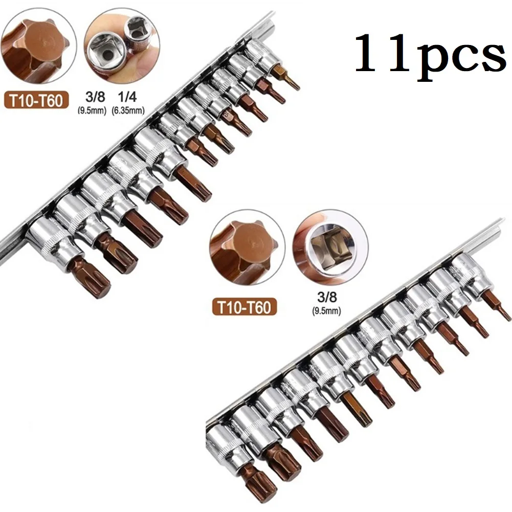 U50 11Pc Star Hex Torx Screwdriver Bit Bits Set 3/8 1/4inch Ratchet Socket Wrench Adapter Flower-shaped Press-fit Sleeves Tool
U50 11Pc Star Hex Torx Screwdriver Bit Bits Set 3/8 1/4inch Ratchet Socket Wrench Adapter Flower-shaped Press-fit Sleeves Tool