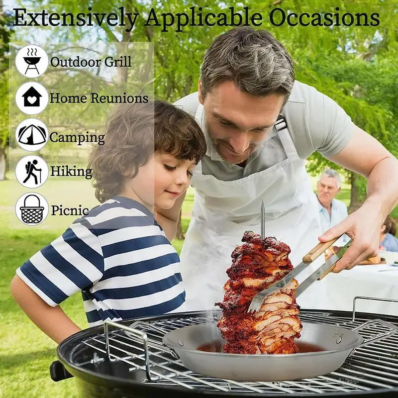 Вертикальная подставка для шпажки, шпажки из нержавеющей стали с 3 съемными палочками, круглая база, Бразильская подставка для Шпажки для барбекю, тарелок