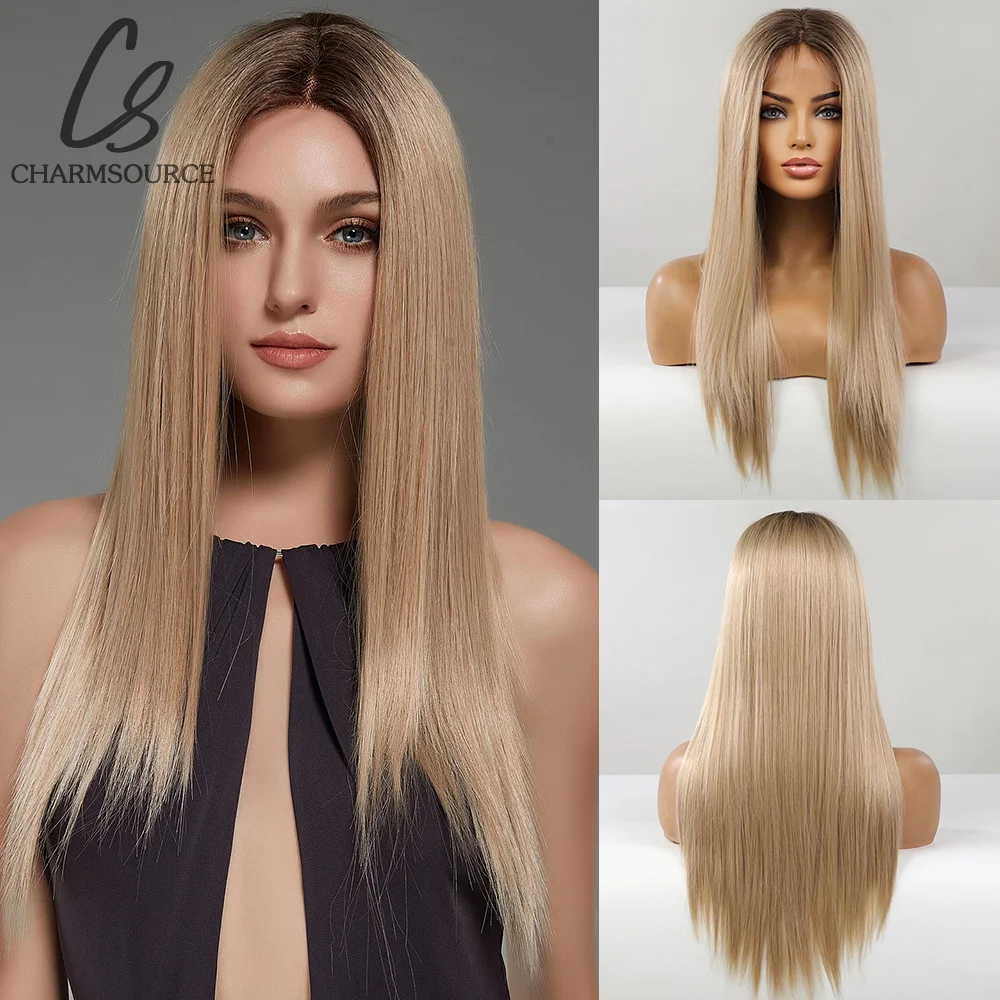 CharmSource Lace Front Wigs Long Straight Hair Brown Ombre Blonde Daily Party Wig for Black White Women Synthetic Heat Resistant
CharmSource Lace Front Wigs Long Straight Hair Brown Ombre Blonde Daily Party Wig for Black White Women Synthetic Heat Resistant