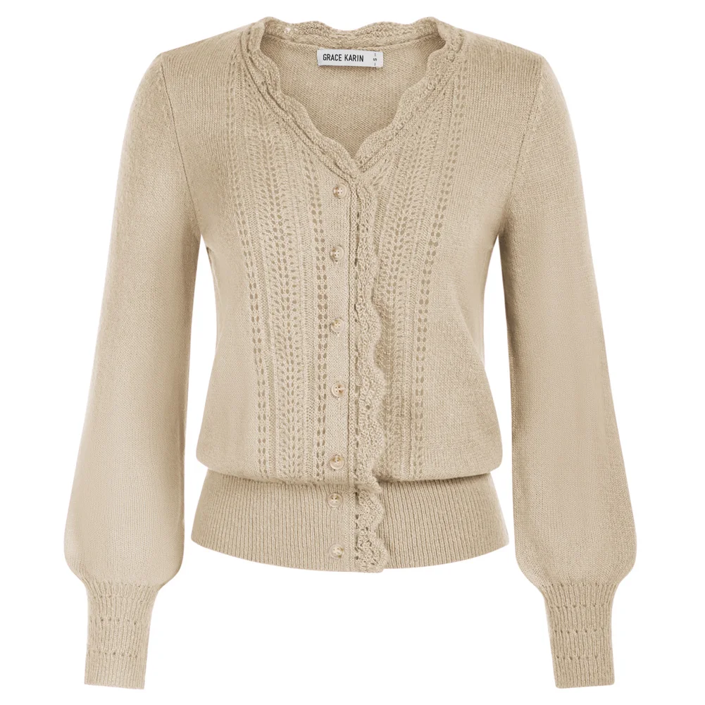 GRACE KARIN Women Hollowed Out Cardigan Long Sleeve V-Neck Wide Ribbed Hem Sweater Lightweight Button Down Shrugs For Dresses A3
GRACE KARIN Women Hollowed Out Cardigan Long Sleeve V-Neck Wide Ribbed Hem Sweater Lightweight Button Down Shrugs For Dresses A3