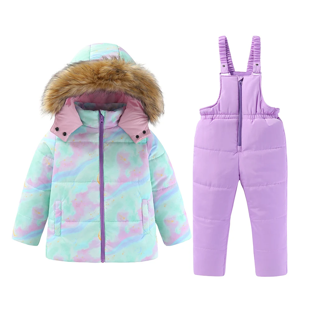 

Girls Ski Suits Winter Warm Coat Kids Jackets Pants Thick Cotton Padded 4-7T Snowboard Skiing Suit Set Snow Suits