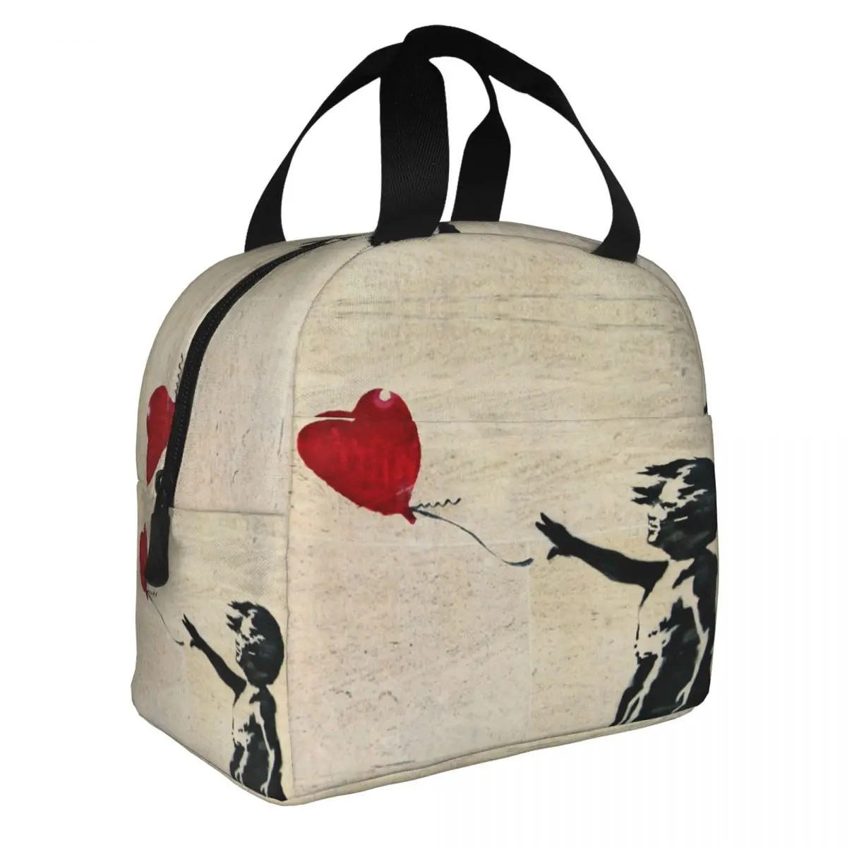 

Banksy's Girl With A Red Balloon Insulated Lunch Bag Portable Banksy World Peace Lunch Container Thermal Bag Tote Lunch Box