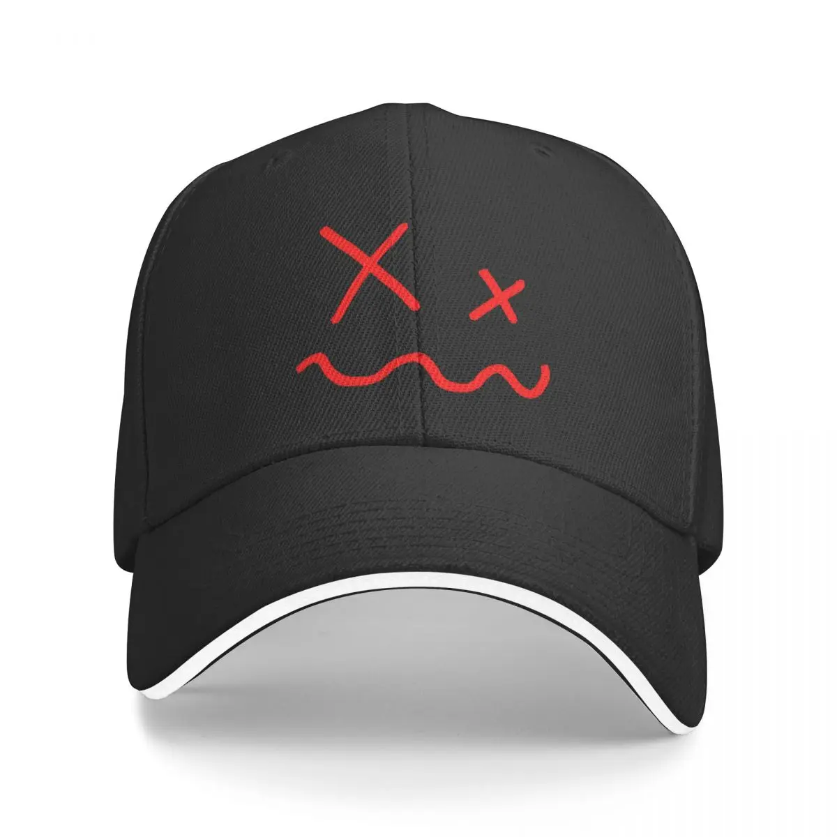 

Red X-Swirl Smile Face Line Art Baseball Cap Gentleman Hat western Hat Sunscreen Caps Women Men's