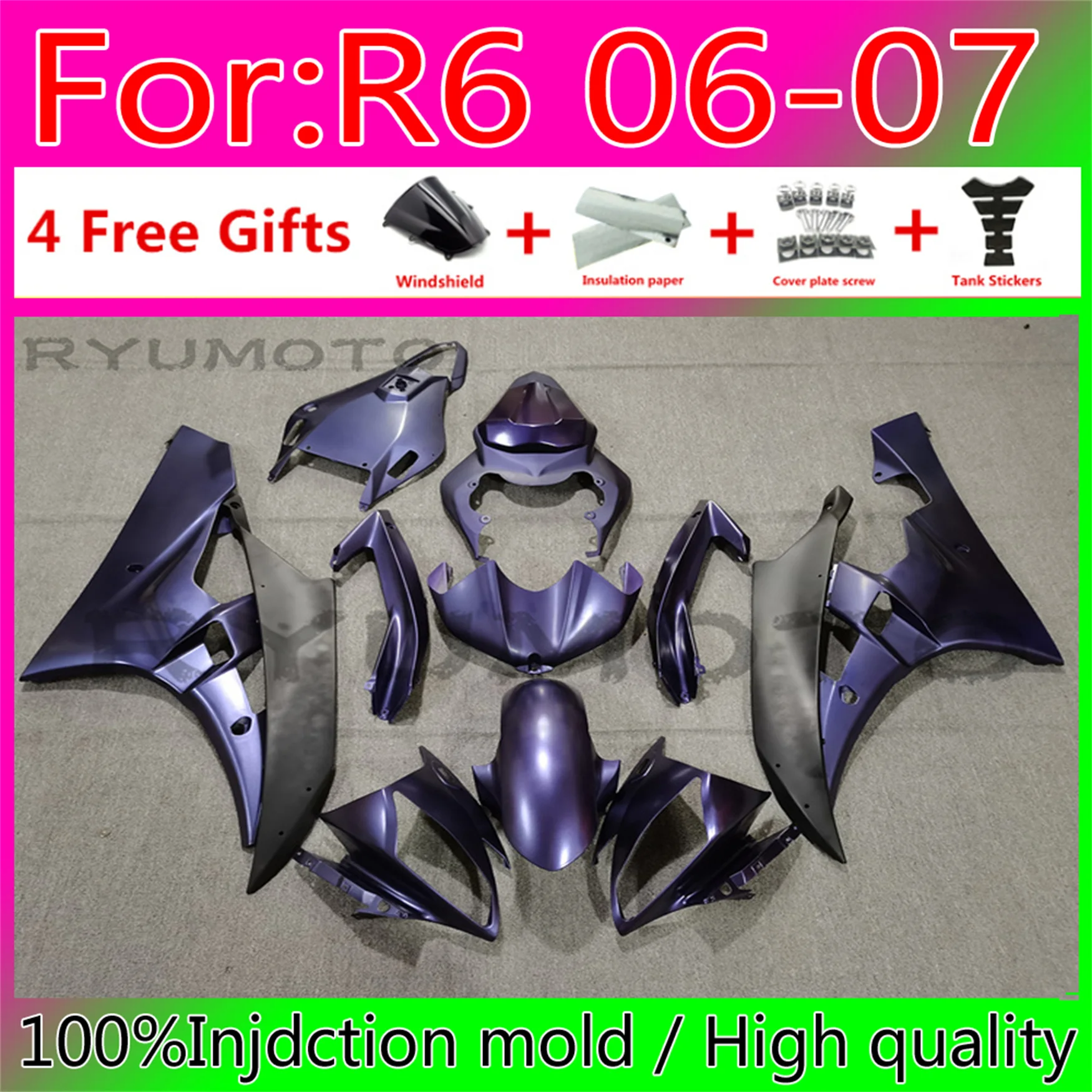 New Injection Mold YZF R6 06 Motorcycle Fairing bodywork Kits YZF600 R6 07 Abs for YAMAHA YZFR6 2006 - 2007 black
New Injection Mold YZF R6 06 Motorcycle Fairing bodywork Kits YZF600 R6 07 Abs for YAMAHA YZFR6 2006 - 2007 black