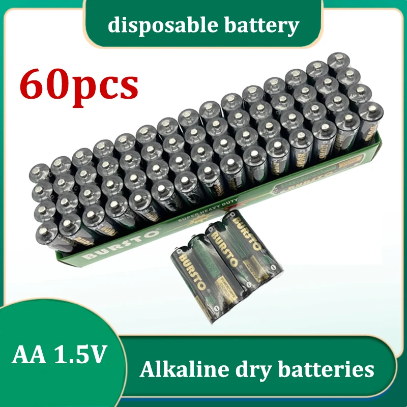 

AA 1.5V 60PCS Disposable Alkaline Dry Batteries for Flashlight Electric Toys MP3 CD Player Wireless Mouse Keyboard Camera Shaver