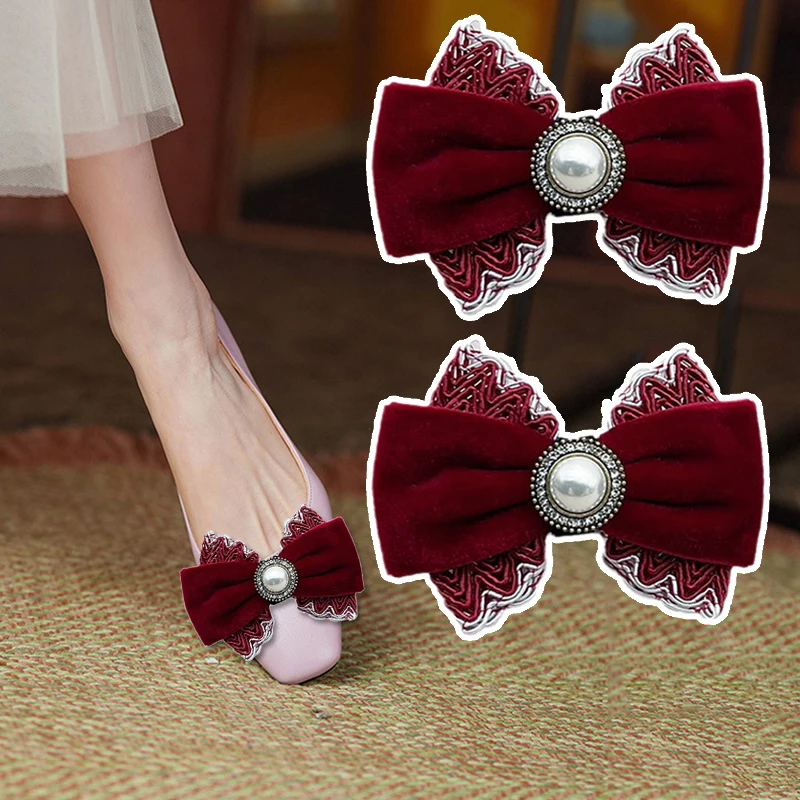 Wine Red Velvet Bow Shoe Clips Webbing High Heels Shoe Accessories Detachable Shoe Buckle for Fashion Women Decoration 2 Pcs
Wine Red Velvet Bow Shoe Clips Webbing High Heels Shoe Accessories Detachable Shoe Buckle for Fashion Women Decoration 2 Pcs