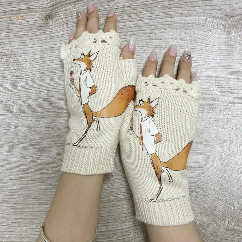 Winter Knit Cartoon Drinking Foxes Print Gloves Women Half Finger Gloves Thick Outdoor Cycling Skiing Gloves Keep Warm
Winter Knit Cartoon Drinking Foxes Print Gloves Women Half Finger Gloves Thick Outdoor Cycling Skiing Gloves Keep Warm