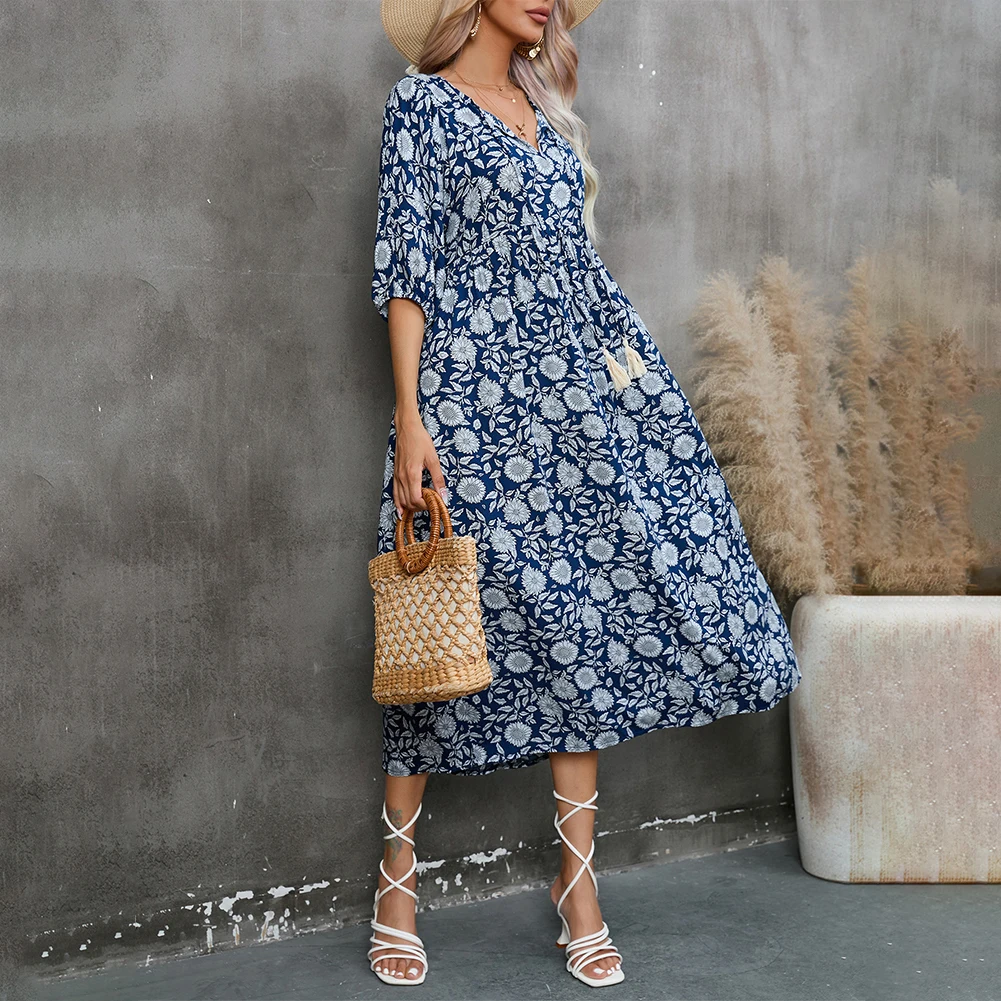 2023 Brand New Bohemia Dress Female Loose Plus S-XL Short Sleeve Size Slight Strech Summer V Neck Womens Beach
2023 Brand New Bohemia Dress Female Loose Plus S-XL Short Sleeve Size Slight Strech Summer V Neck Womens Beach