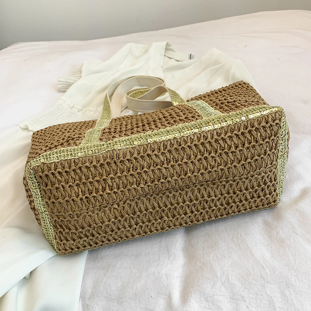 Sequin Crochet Beach Tote - Sparkly Straw Shopping Bag 9 S2d4d4c03ef604036bcd3c523a35b1c56R