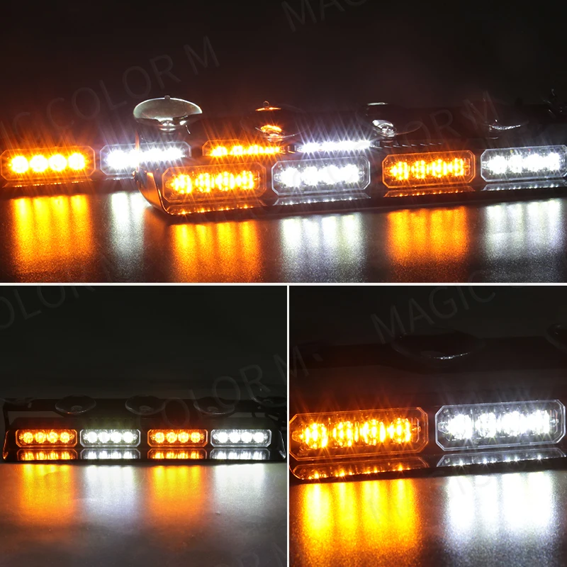 Car Front Windshield Strobe Warning Light Assembly 16 LEDYellow White Red Blue Emergency Lamp For Vehicles Trucks Waterproof 12V Car Front Windshield Strobe Warning Light Assembly 16 LEDYellow White Red Blue Emergency Lamp For Vehicles Trucks Waterproof 12V