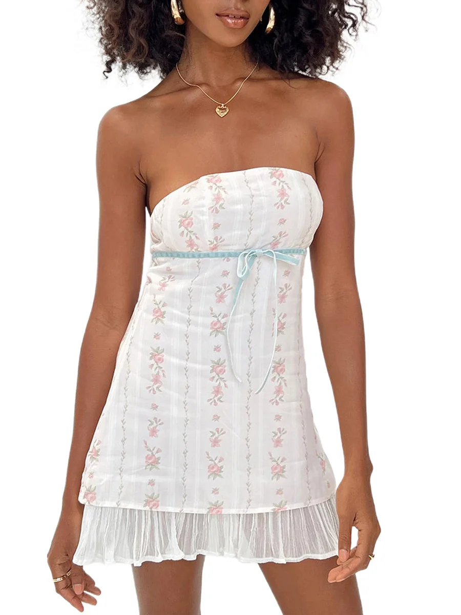 

Женское летнее Цветочное платье-футляр с глубоким вырезом, без рукавов, с открытой спиной, Мини Сарафан, уличная одежда