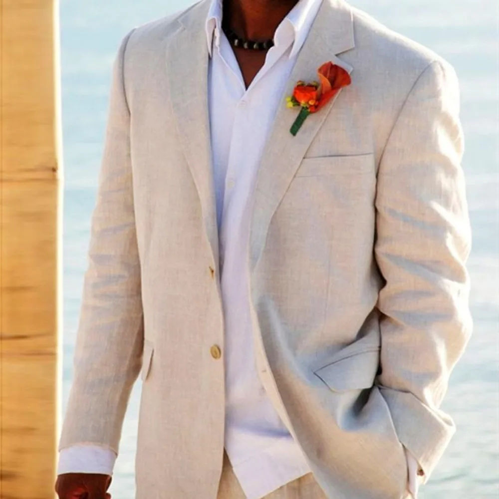 2 Pieces Light Beige Linen Suits Beach Wedding Tuxedos For Men Custom Made Linen Suit Tailor Made Groom Suit Jacket Pants
2 Pieces Light Beige Linen Suits Beach Wedding Tuxedos For Men Custom Made Linen Suit Tailor Made Groom Suit Jacket Pants