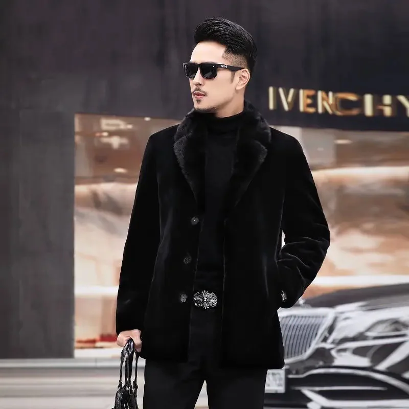 Winter Mink Coat Men's Lapel Gold Down Haining Leather Mid Length Jacket Middle Aged Thick
Winter Mink Coat Men's Lapel Gold Down Haining Leather Mid Length Jacket Middle Aged Thick