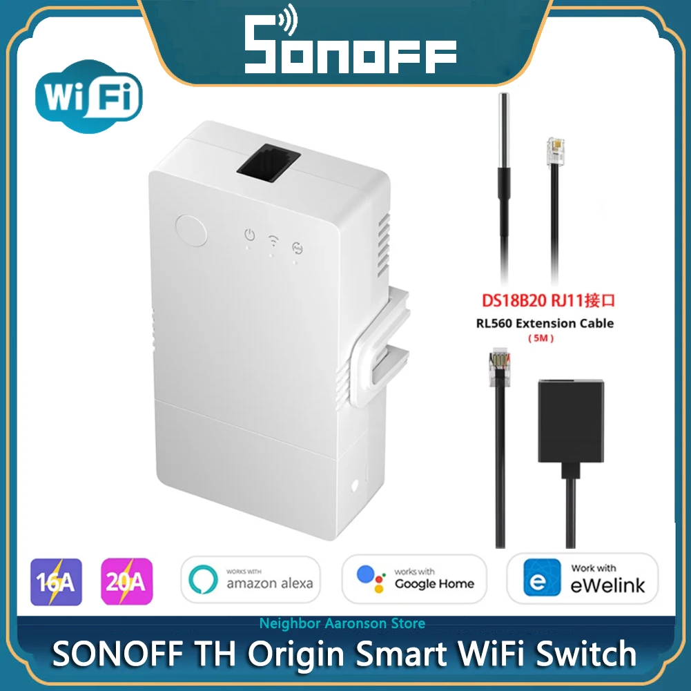SONOFF TH Origin WiFi Smart Switch 20A 16A eWelink Умный домашний контроль температуры и влажности через Alexa Google Assistant
SONOFF TH Origin WiFi Smart Switch 20A 16A eWelink Умный домашний контроль температуры и влажности через Alexa Google Assistant