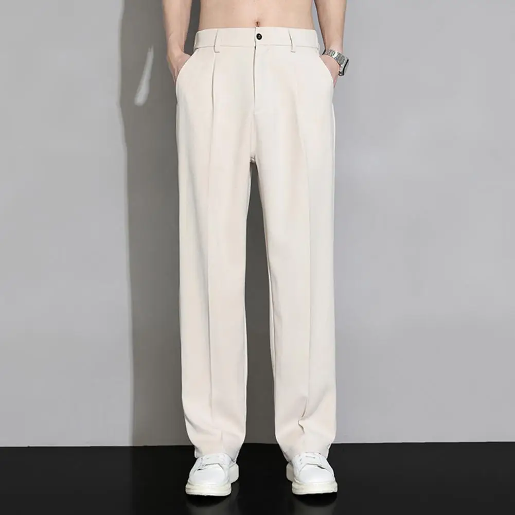 Wide Leg Long Trousers Men Suit Pants Stylish Men's Ice Silk Wide Leg Business Trousers with Elastic Waist Buttons Fly Pockets
Wide Leg Long Trousers Men Suit Pants Stylish Men's Ice Silk Wide Leg Business Trousers with Elastic Waist Buttons Fly Pockets