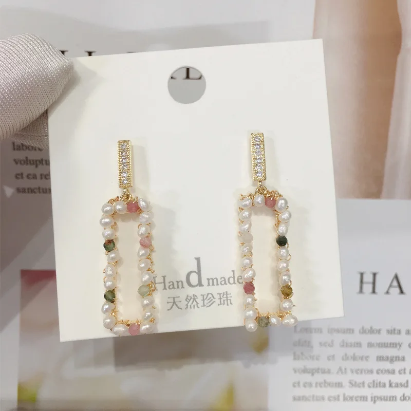SHDIYAYUN Pearl Earrings Natural Freshwater Pearl Jewelry Tourmaline Rectangle 14K Gold-plated Wire Winding Manual For Women
SHDIYAYUN Pearl Earrings Natural Freshwater Pearl Jewelry Tourmaline Rectangle 14K Gold-plated Wire Winding Manual For Women