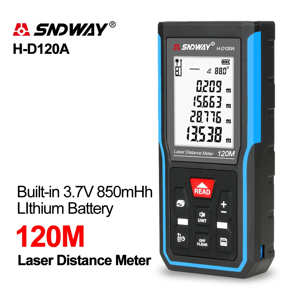

SNDWAY Laser Distance Meter Rangefinder Red line 120m Distance Meter 100m 70m 50m Laser Distance Digital Ruler Range Finder