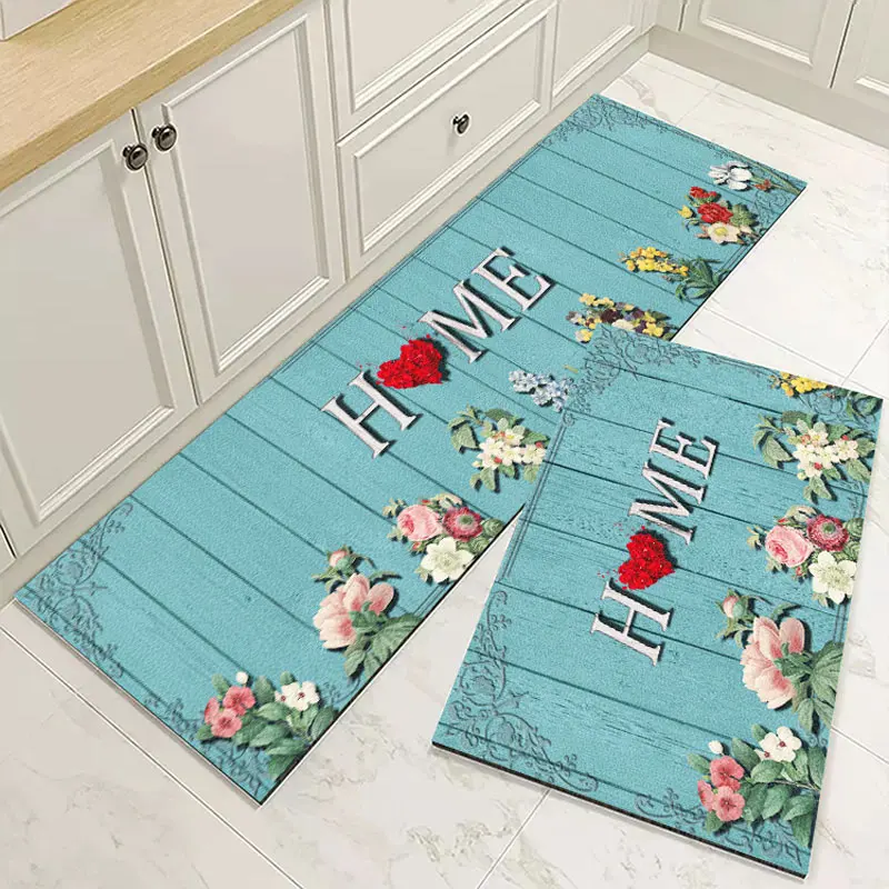 

Floral Print Kitchen Floor Mat Non Slip Kitchen Rug For Living Room Waterproof Long Area Rugs Hallway Entrance Doormat Carpet