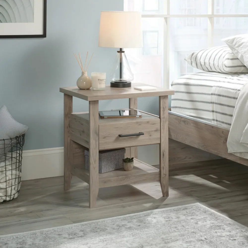 

Nightstand with Drawer, Laurel Oak Finish Drawer and Open Shelf, Nightstand