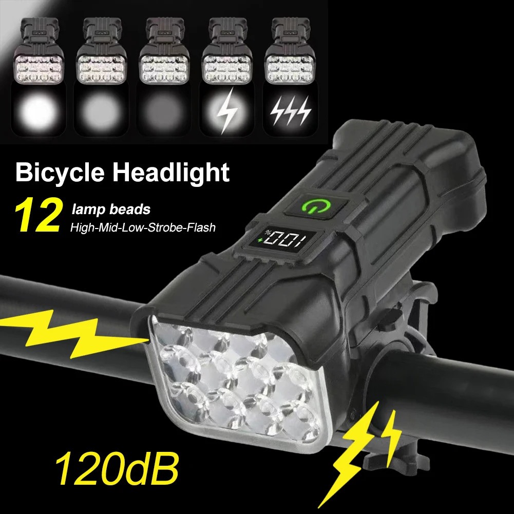 Bike Light with Horn Rechargeable 12LED Bicycle Headlight Power Bank Flashlight 5 Mode Front and Rear Light Set MTB Road Bike
Bike Light with Horn Rechargeable 12LED Bicycle Headlight Power Bank Flashlight 5 Mode Front and Rear Light Set MTB Road Bike