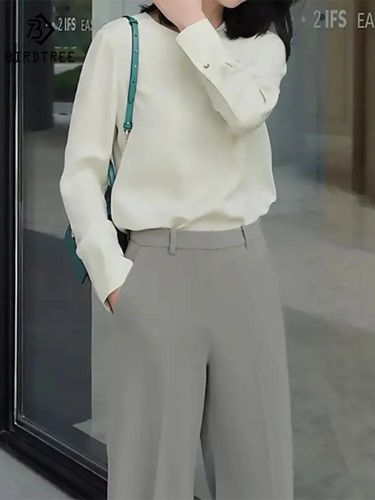 BirdTree,Solid Color Elegant Fashion Blouses,Mulberry Silk O-Neck Long Sleeve Shirt,2024 Spring New Top,Bean Green T414109QM
BirdTree,Solid Color Elegant Fashion Blouses,Mulberry Silk O-Neck Long Sleeve Shirt,2024 Spring New Top,Bean Green T414109QM