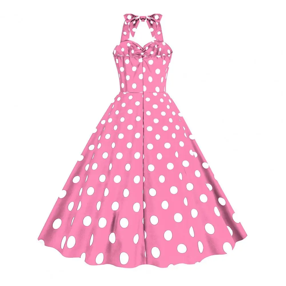 Summer Evening Dress Retro A-line Swing Dress Vintage 50s Style with Dot Print Contrast Color Elastic Bust Halter for Summer
Summer Evening Dress Retro A-line Swing Dress Vintage 50s Style with Dot Print Contrast Color Elastic Bust Halter for Summer