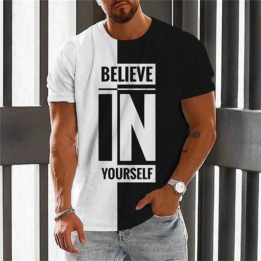 New Colorblock Letter 3D Printed Men's T-shirt O-Neck Short Sleeve Loose Top Unisex Large T-shirt
New Colorblock Letter 3D Printed Men's T-shirt O-Neck Short Sleeve Loose Top Unisex Large T-shirt