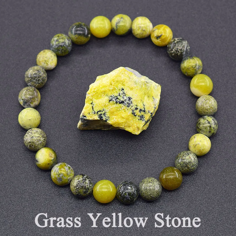 Natural Stone Bead Bracelets Grass Yellow Stone